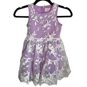 Think Pink Purple White Floral Lace Sheer Overlay Dress Girls Size 4